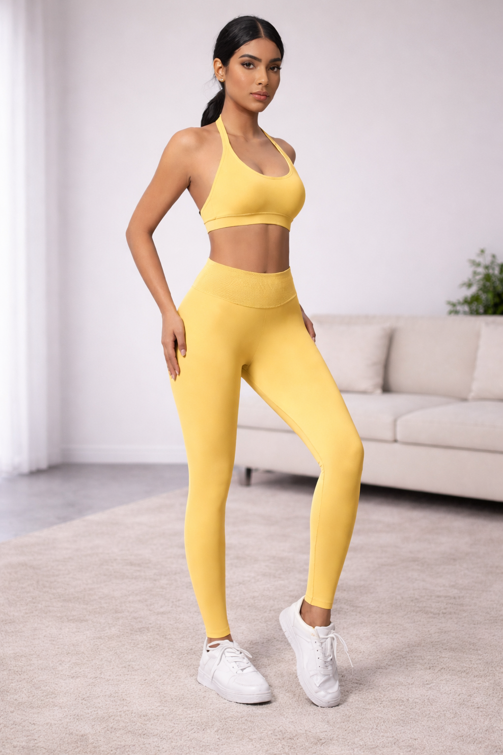 Sculpted Halter Crop and Flared Pant Set